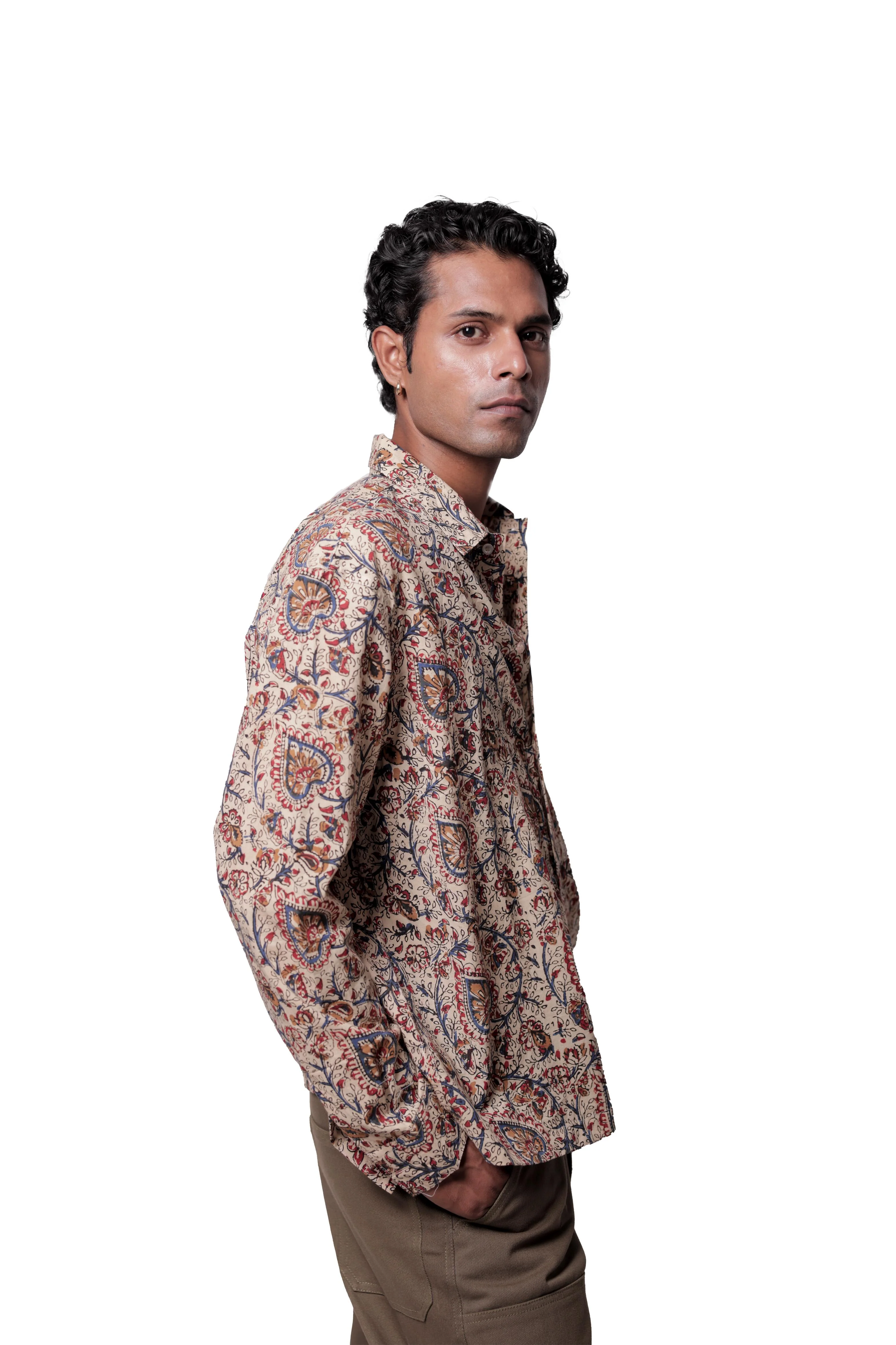 Bagru Hand-Blocked Jaal Summer Shirt - Image 5
