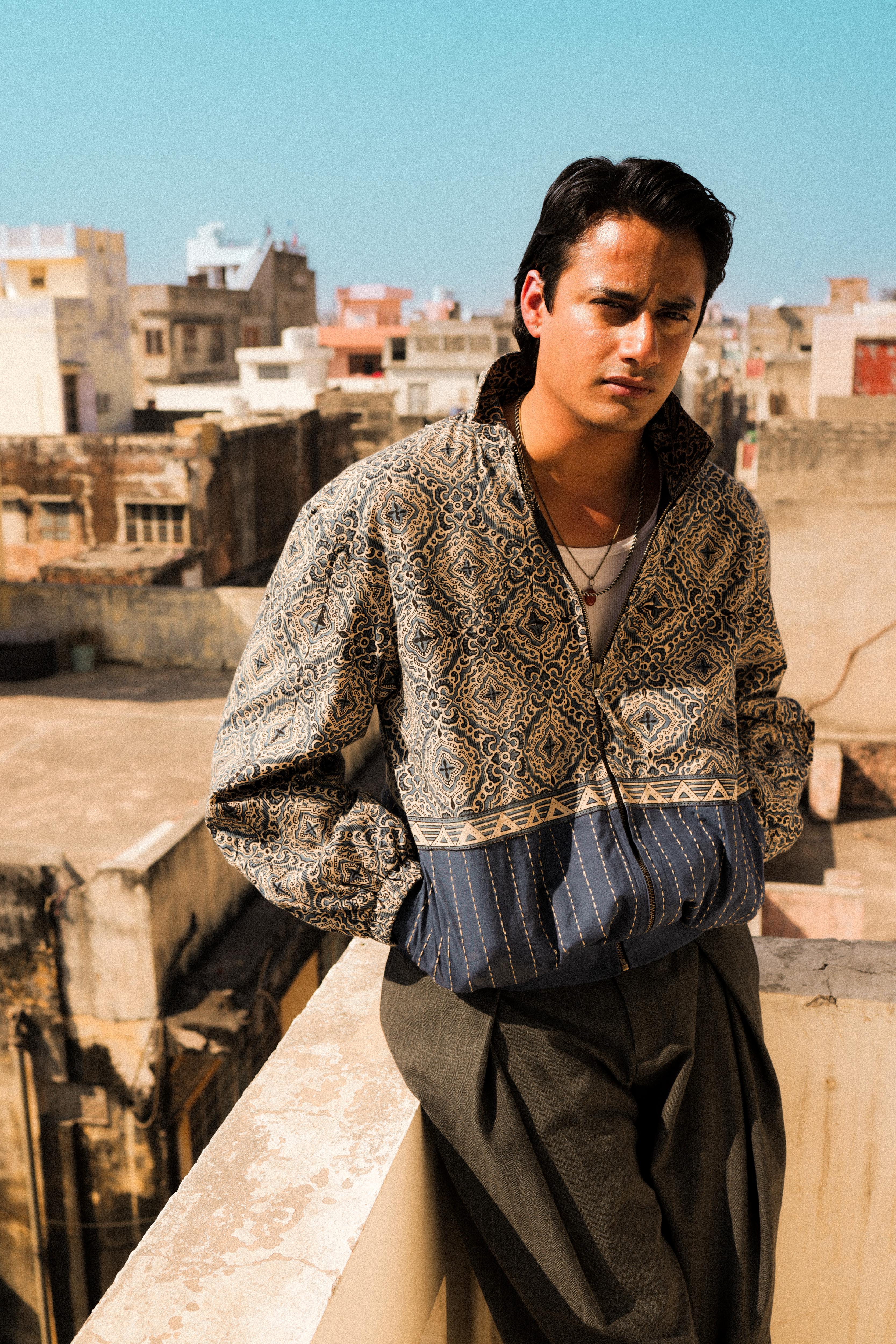 Bagru Kantha Handcrafted Track Jacket - Image 3