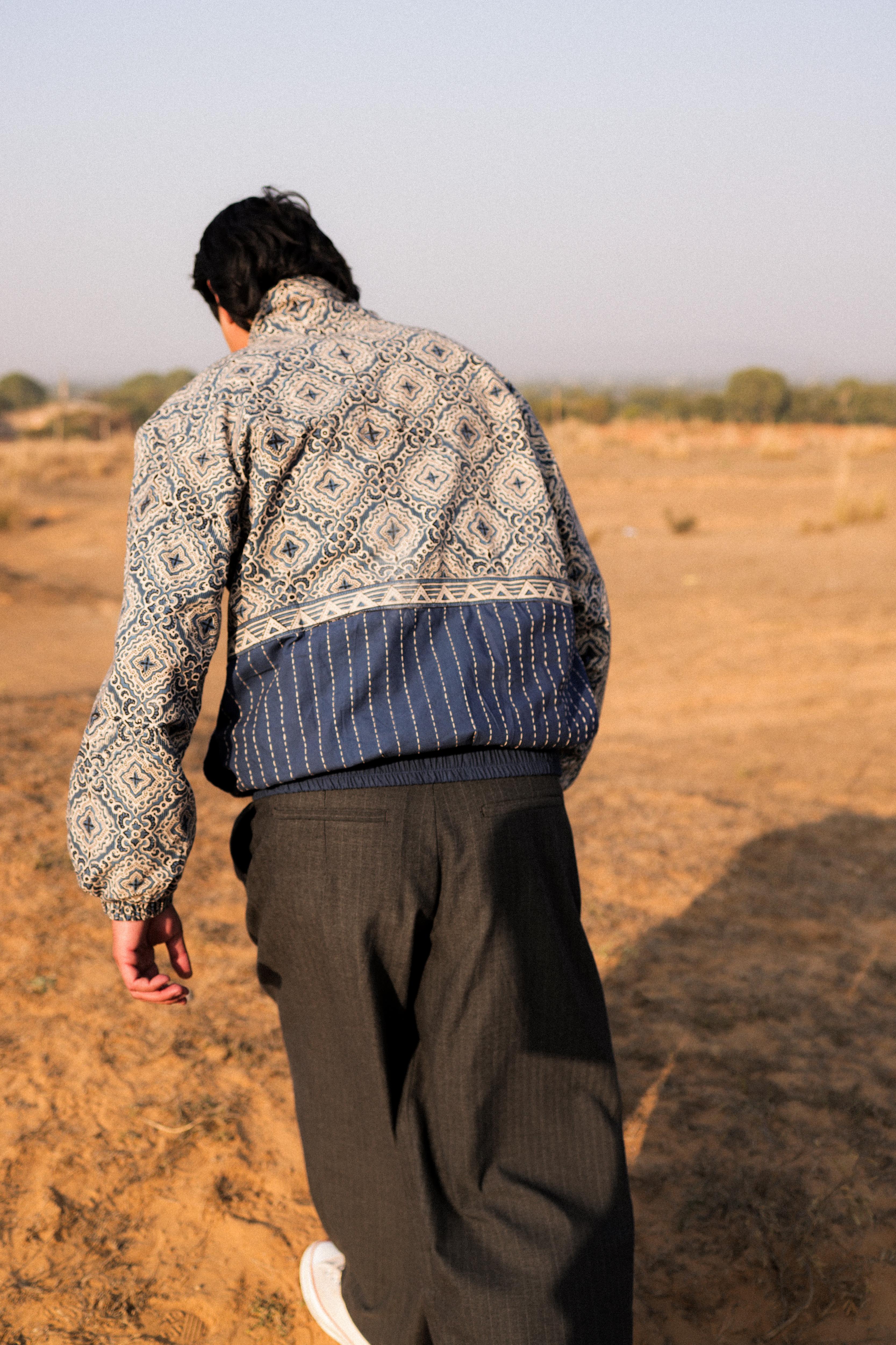 Bagru Kantha Handcrafted Track Jacket - Image 6