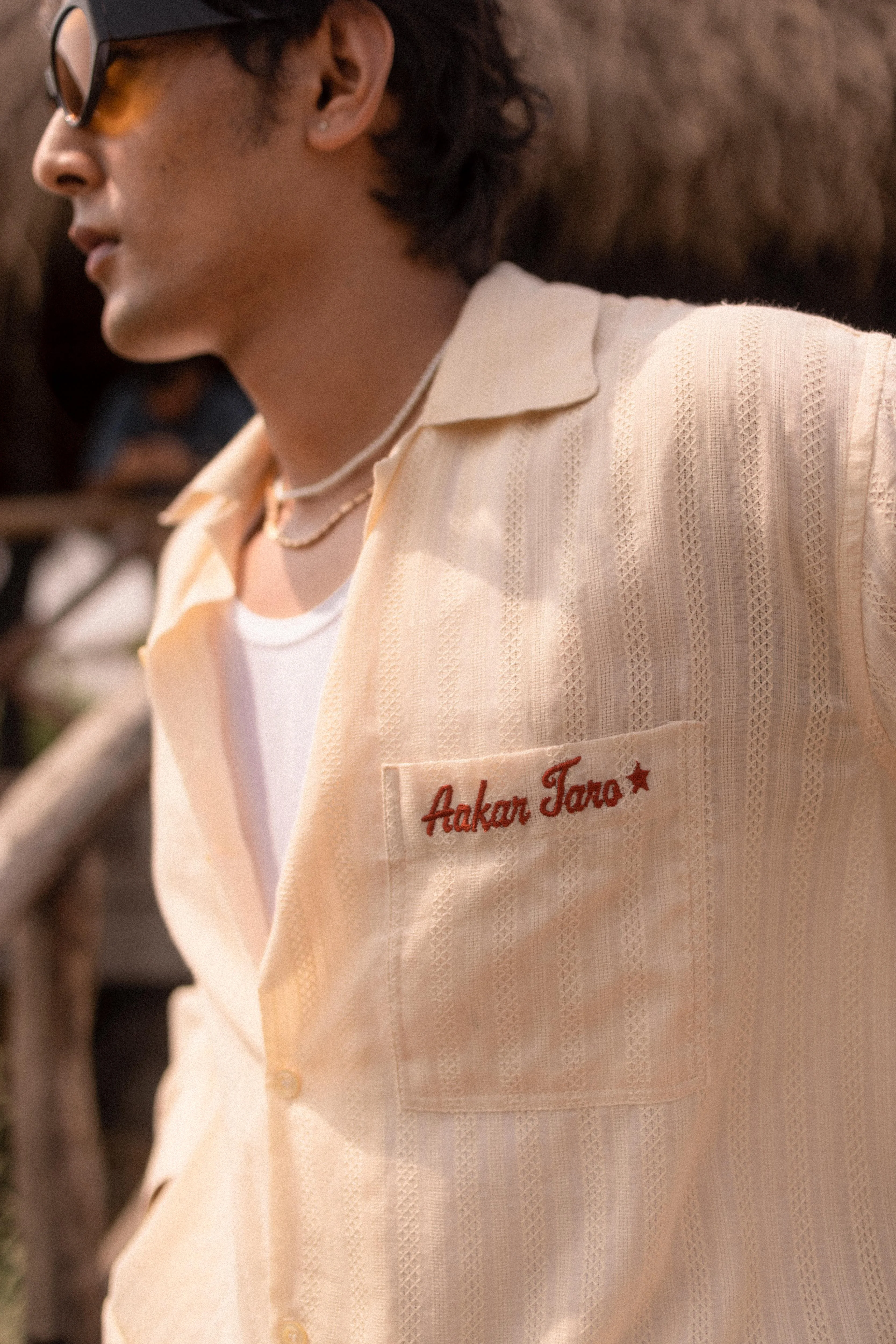 Beige Dobby Resort Shirt - Image 3