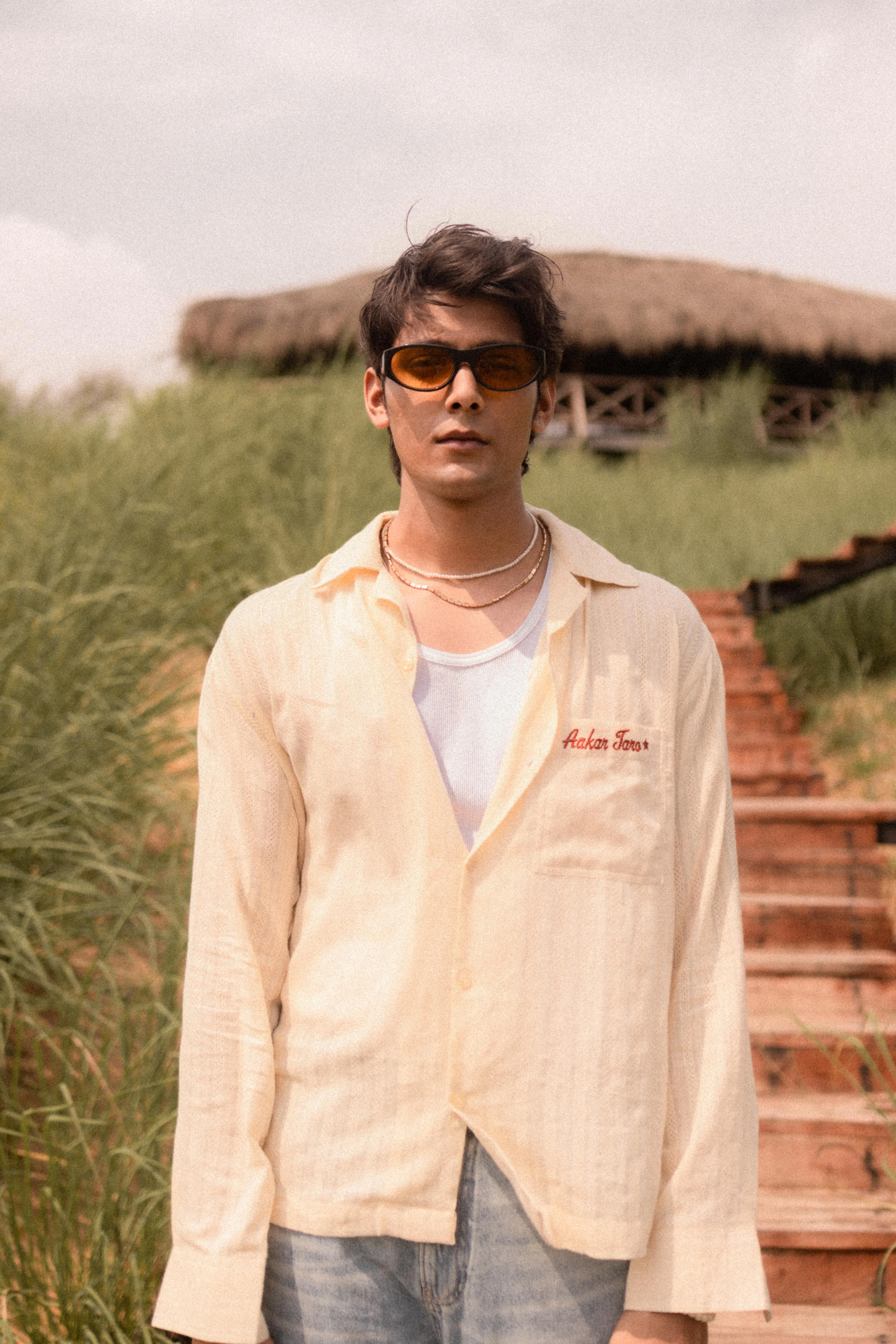 Beige Dobby Resort Shirt - Image 5
