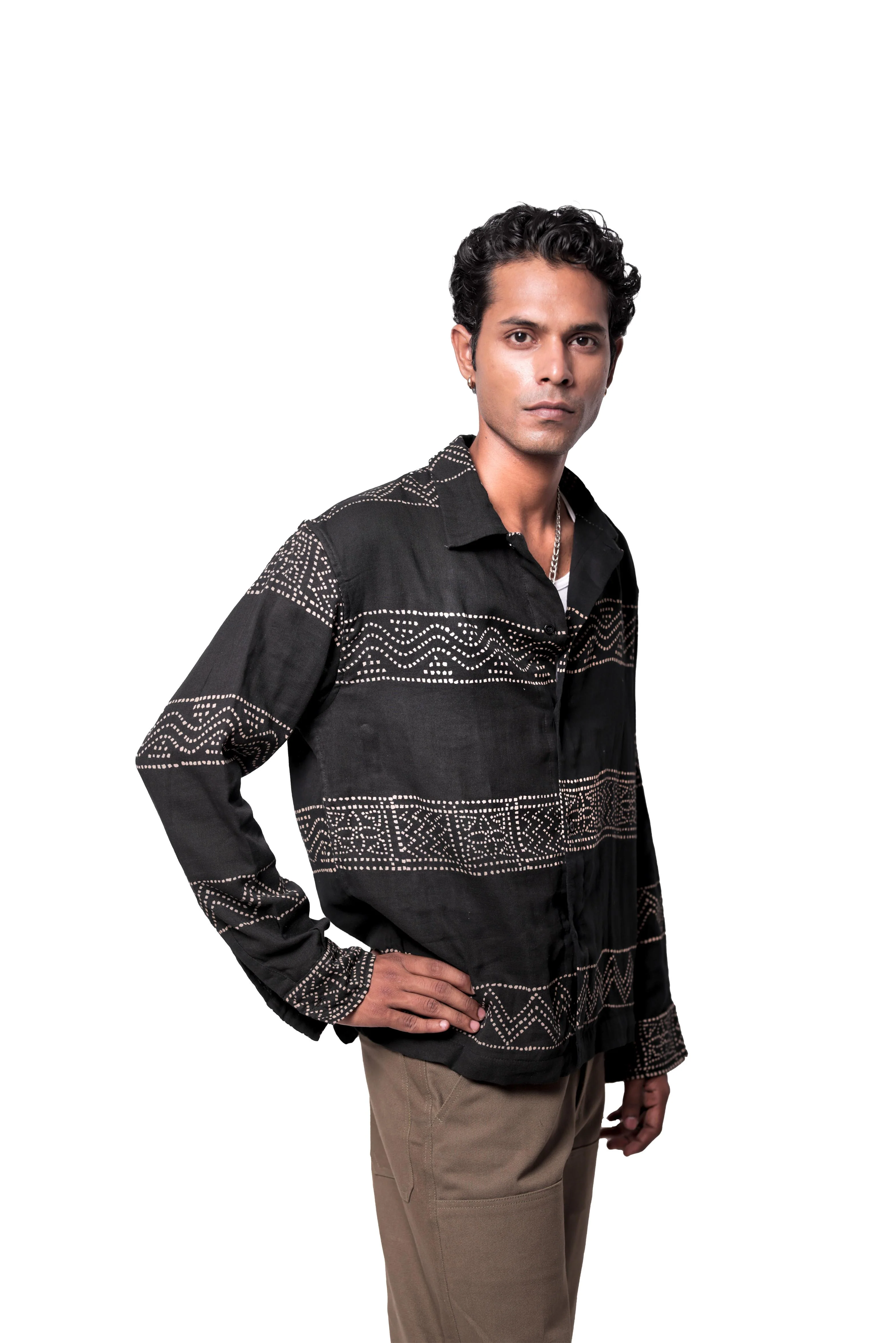Black Hand-Blocked Panel Shirt - Image 4