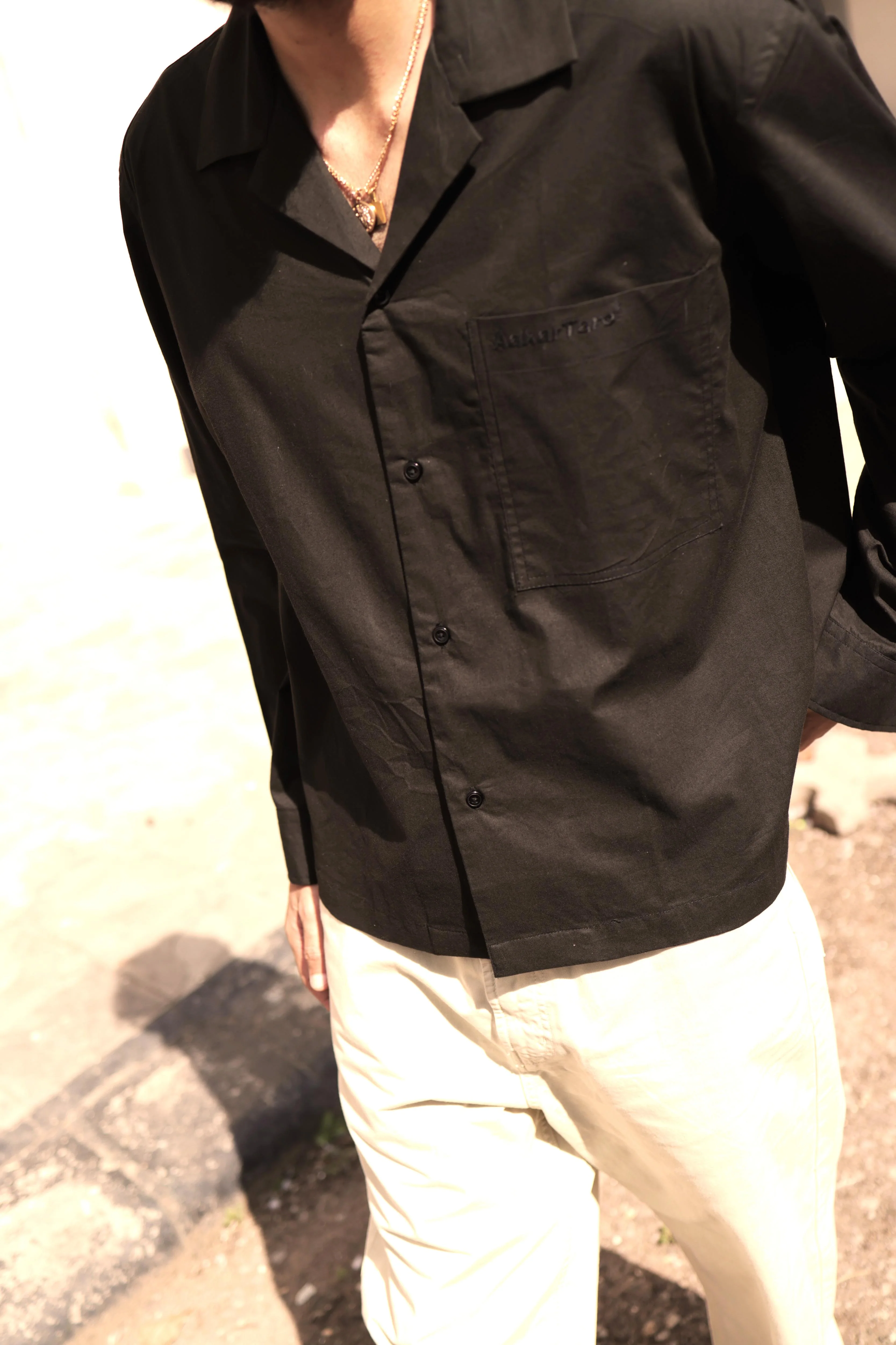 Black Poplin Logo Overshirt - Image 3