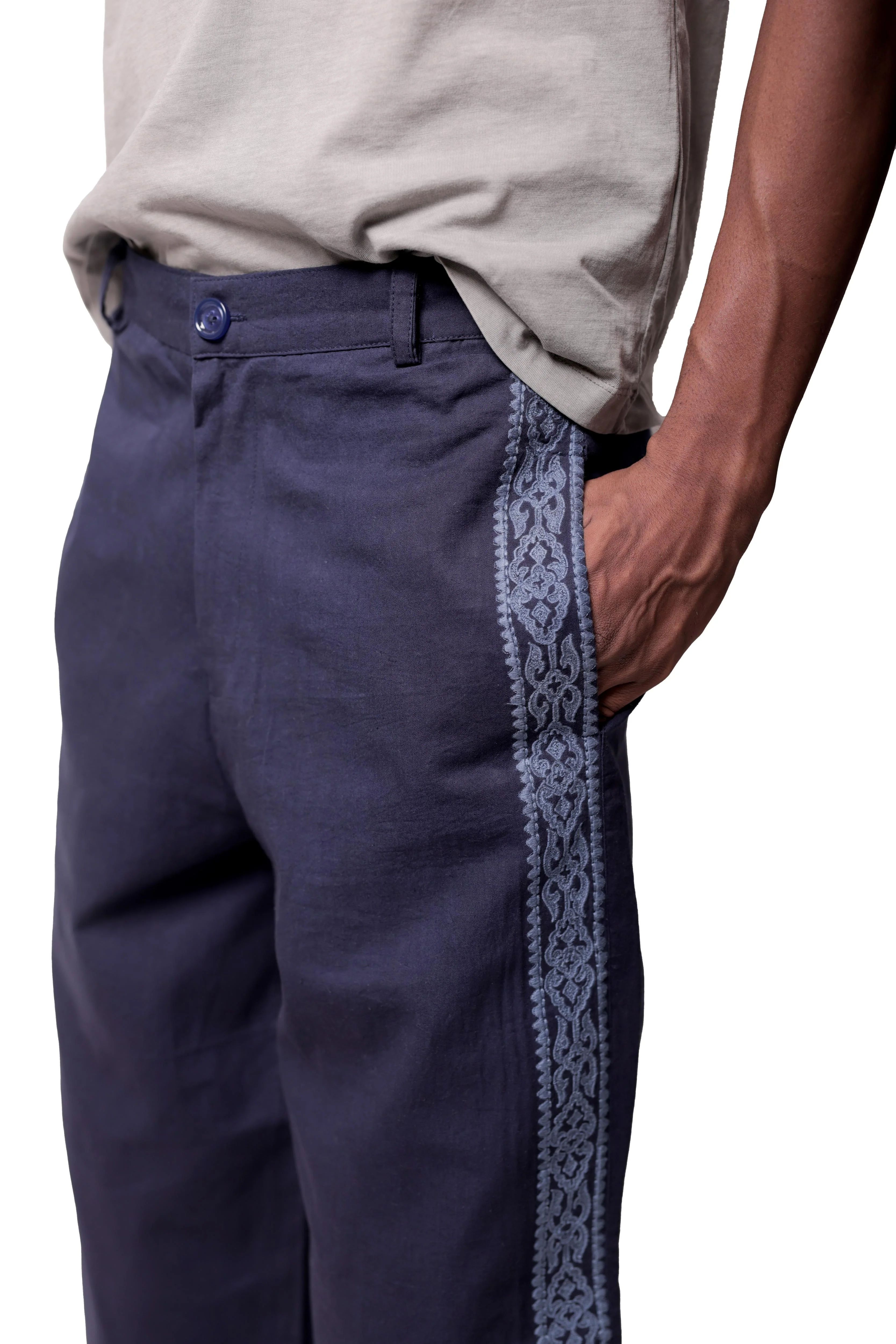 Blue Embroidered Pants - Image 6