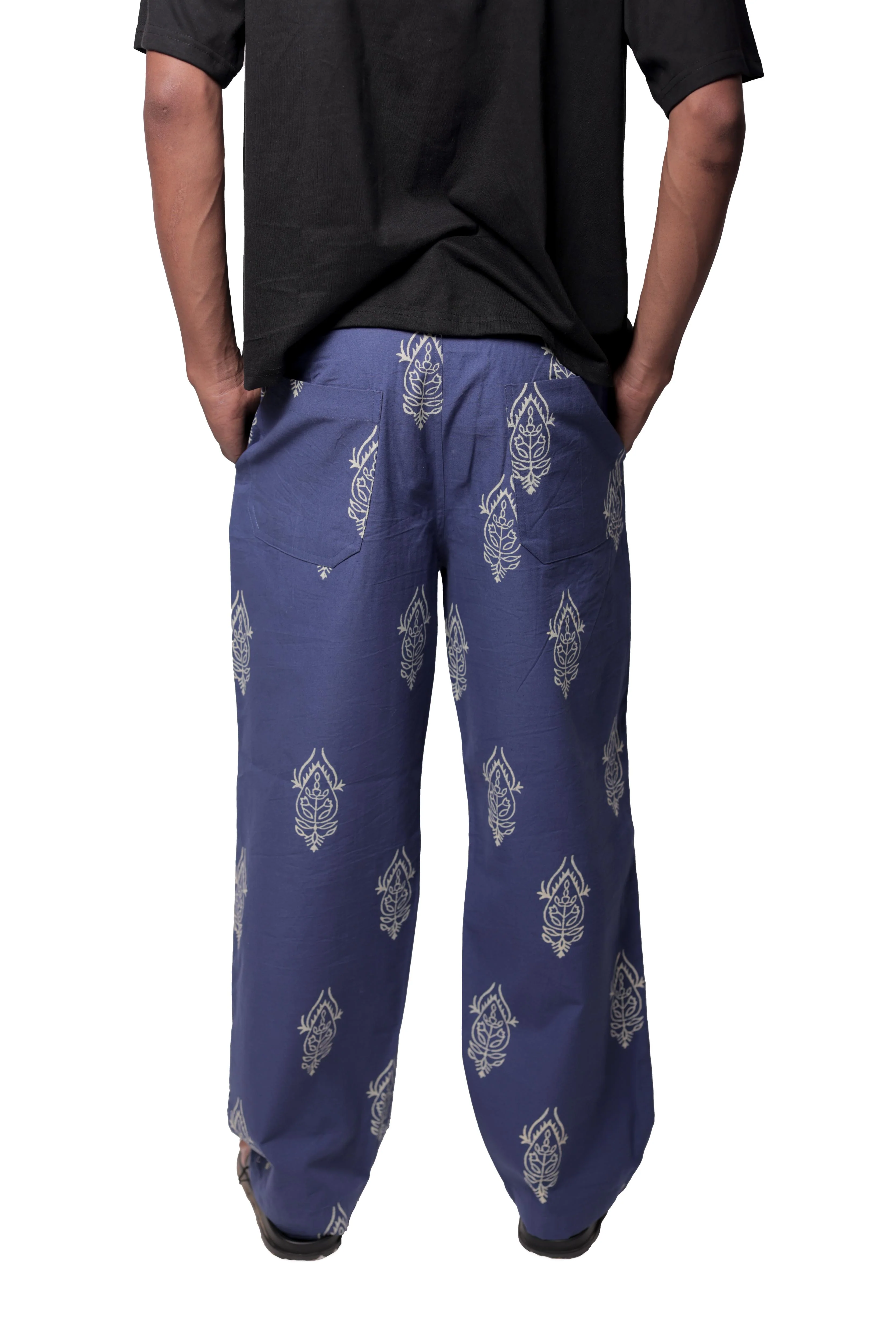Blue Hand-Blocked Summer Pants - Image 5