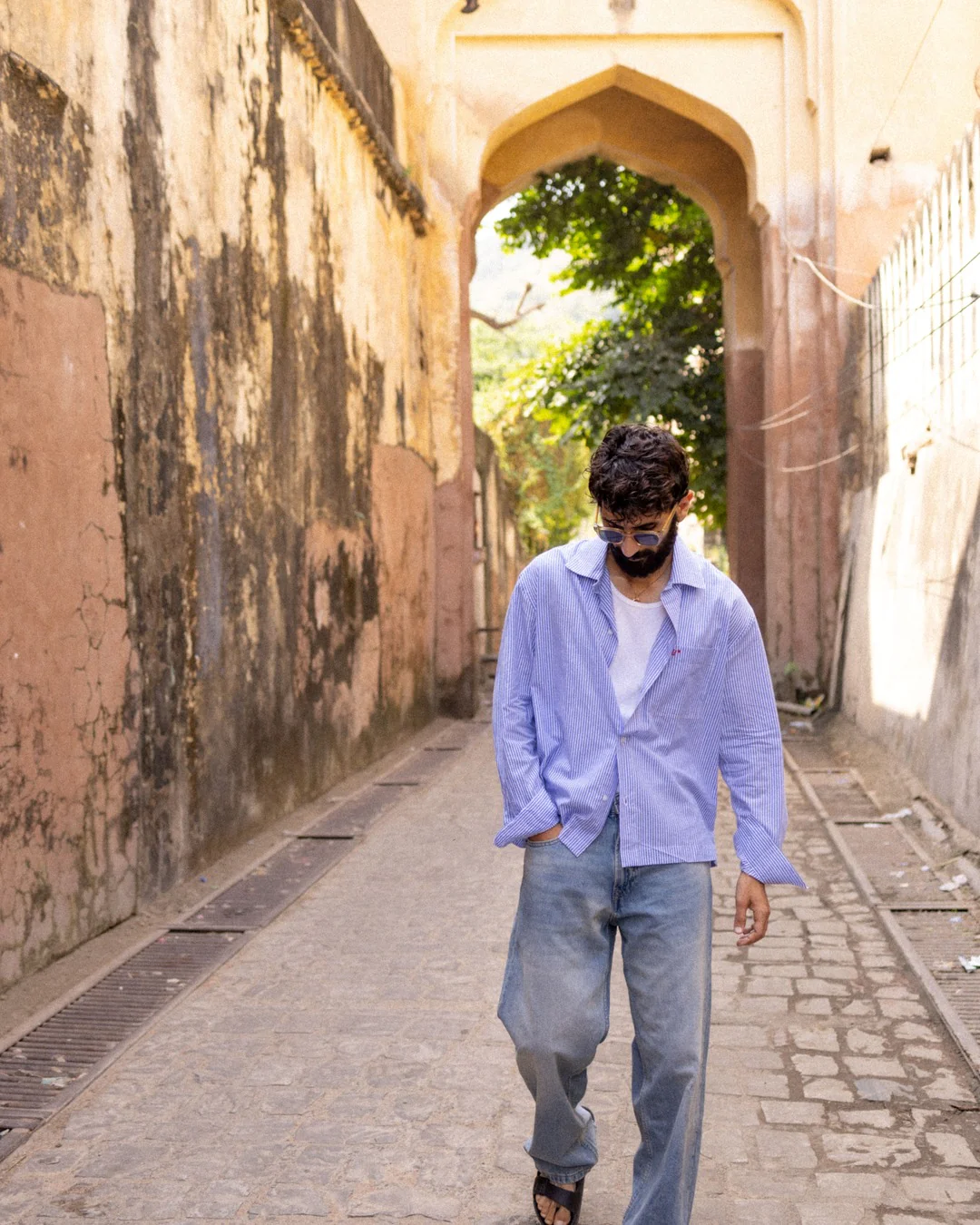 Blue Pinstripe Resort Shirt - Image 5