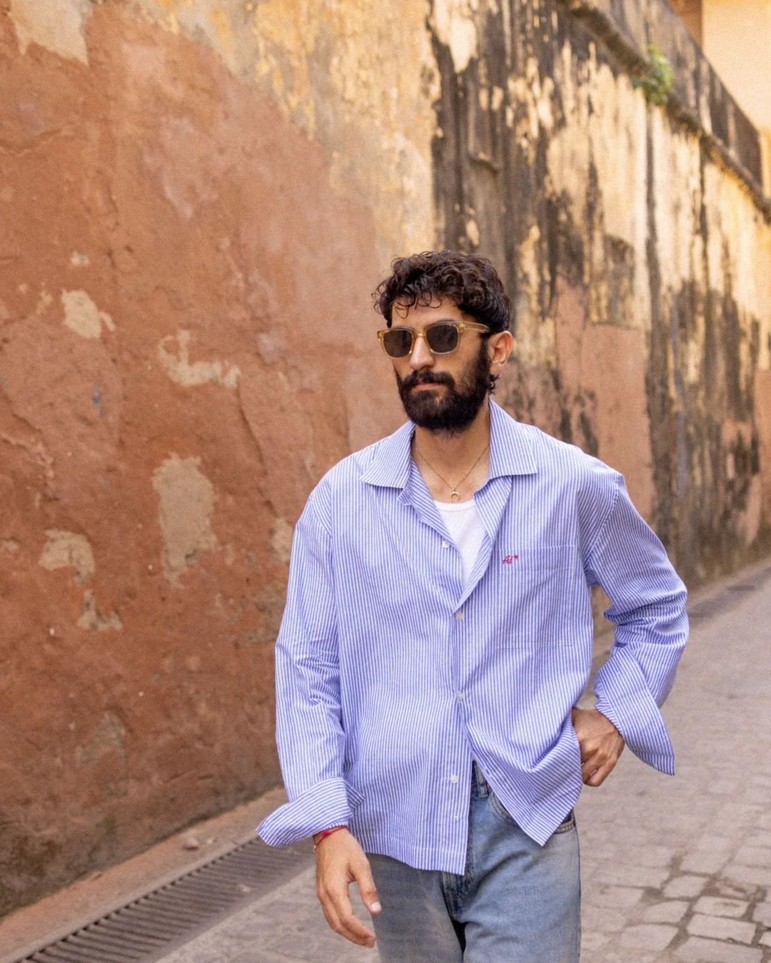 Blue Pinstripe Resort Shirt - Image 6