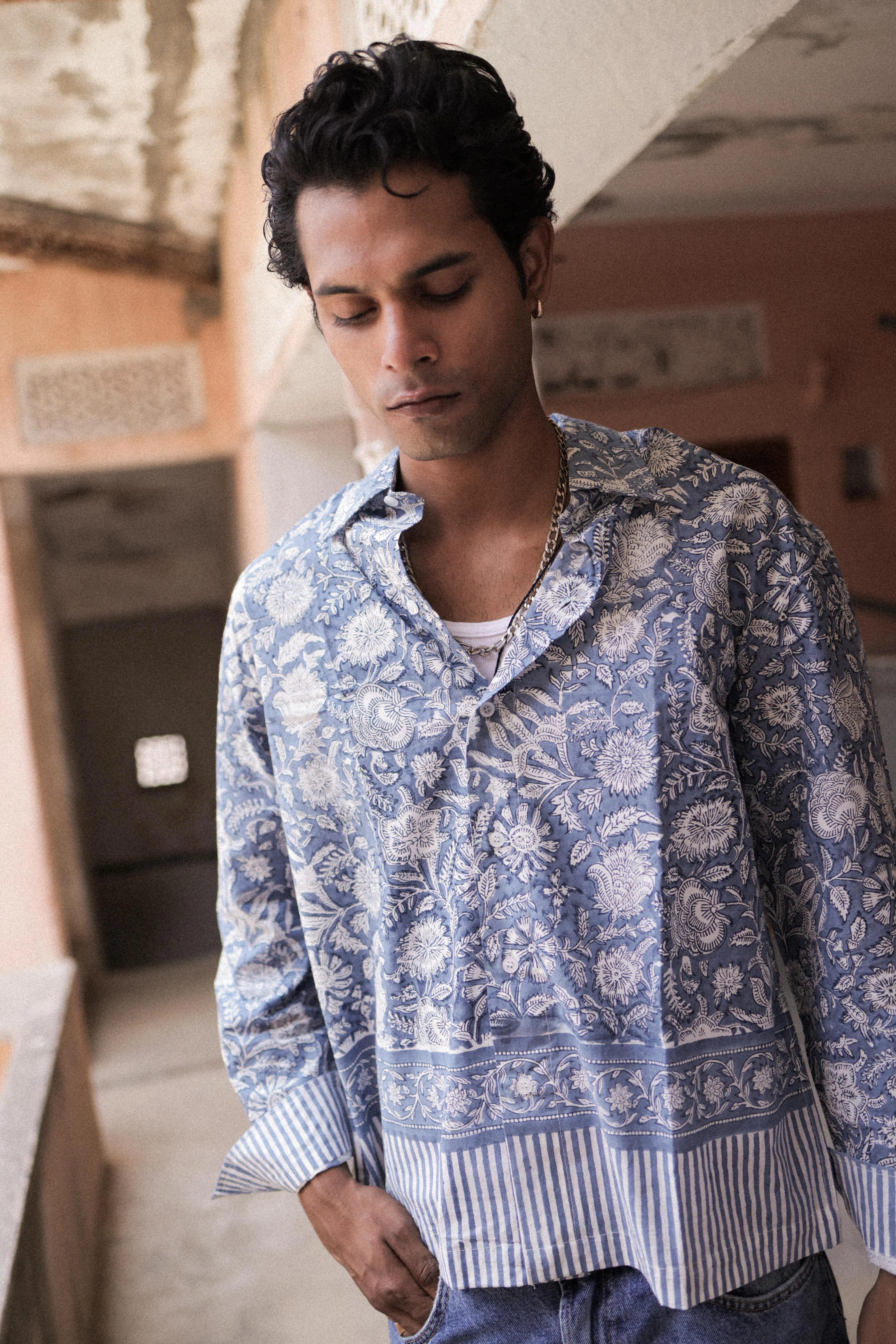 Blue Sanganer Hand-Blocked Shirt - Image 4