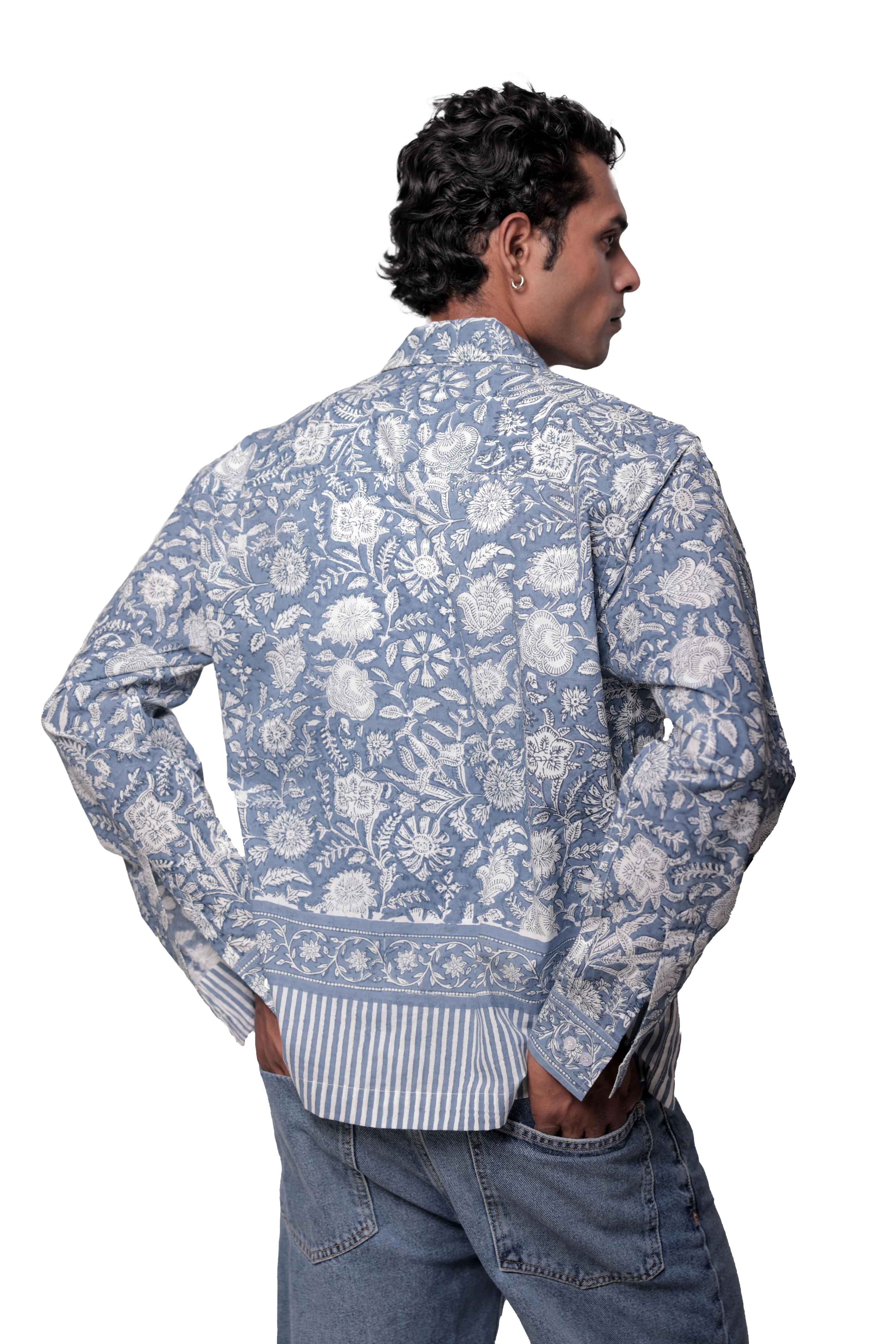 Blue Sanganer Hand-Blocked Shirt - Image 6