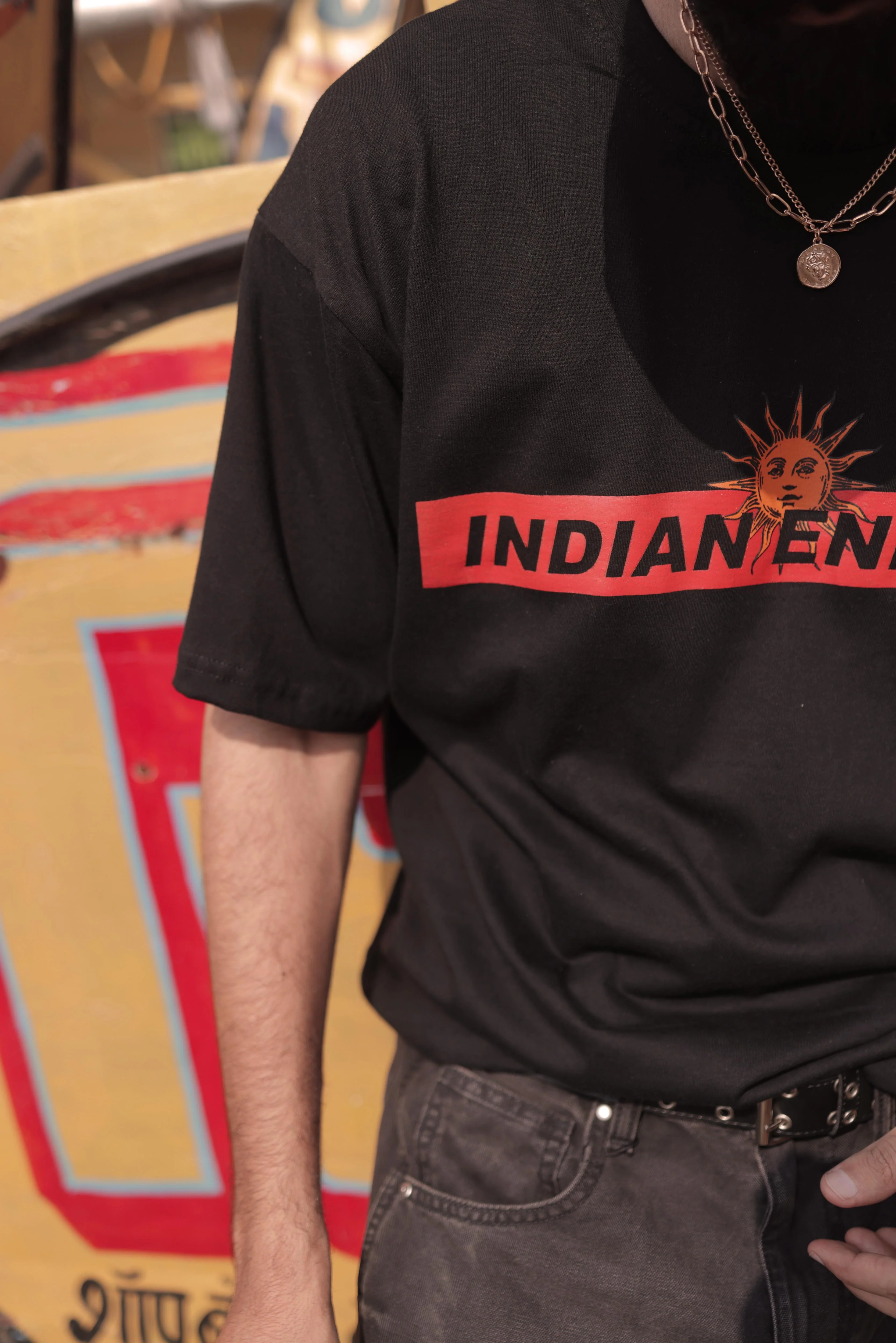 "INDIAN ENERGY" Black Half Sleeve Teeshirt - Image 4