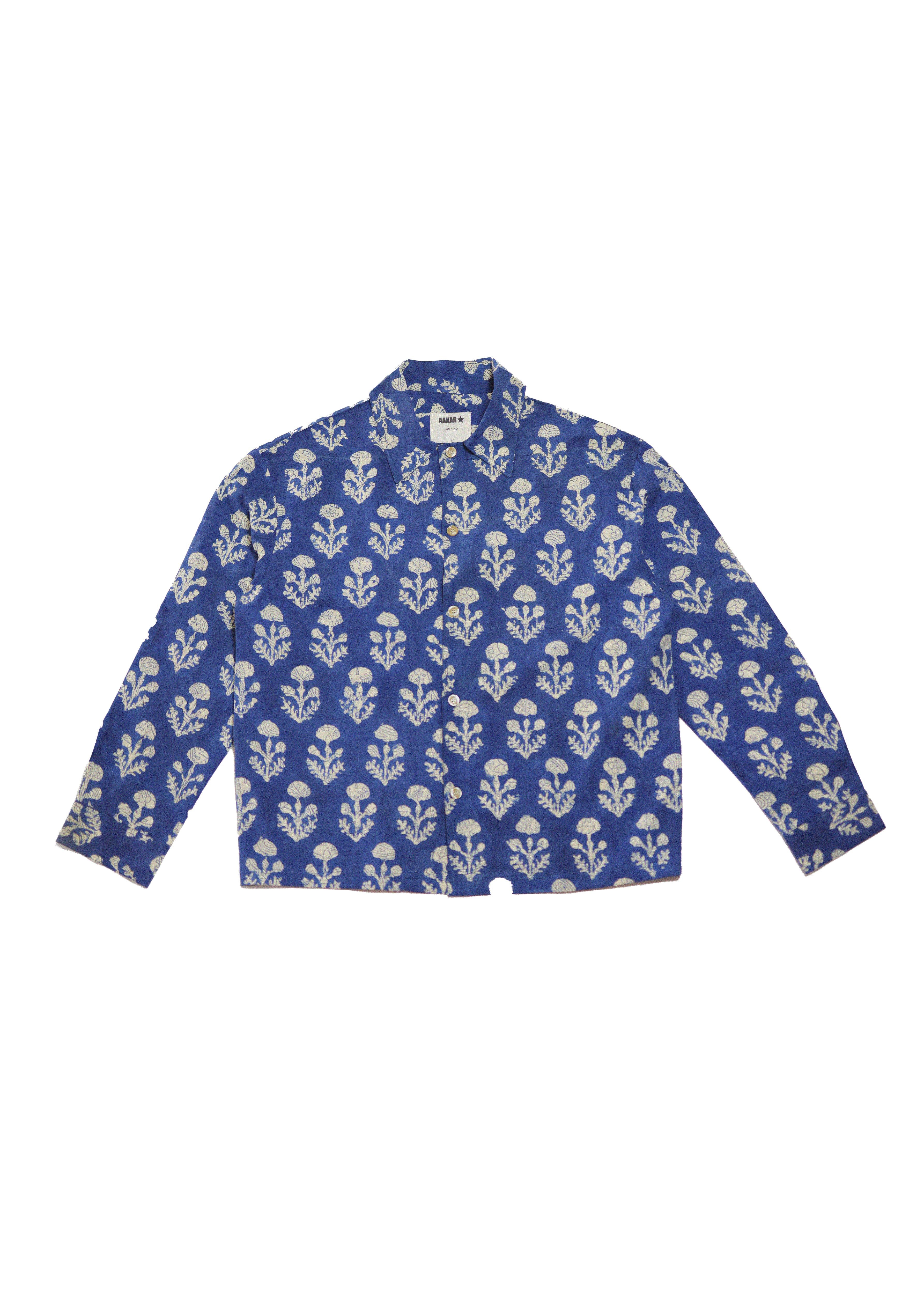 Indigo Block Printed Shacket - Image 3