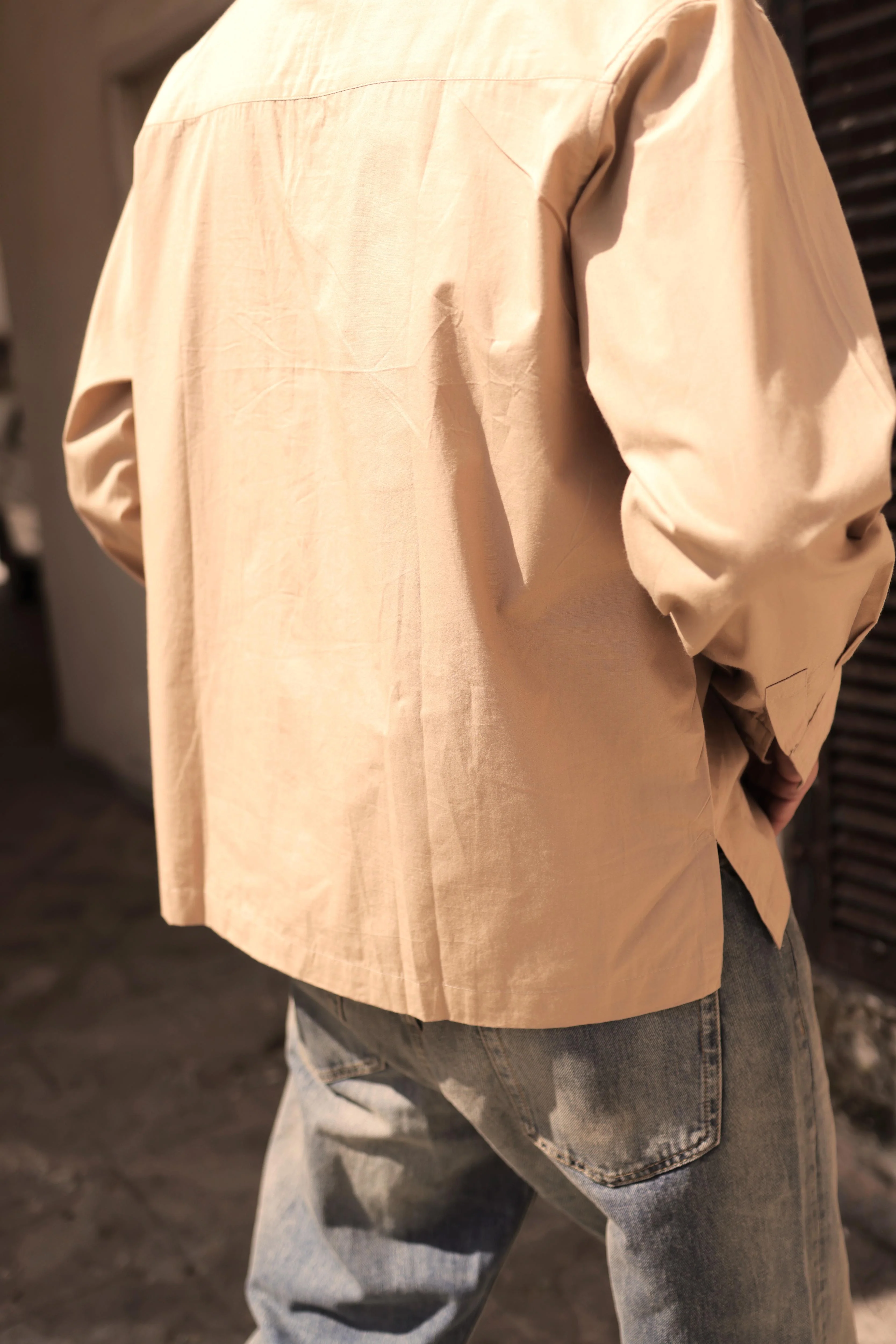 Khakhi Poplin Logo Overshirt - Image 3