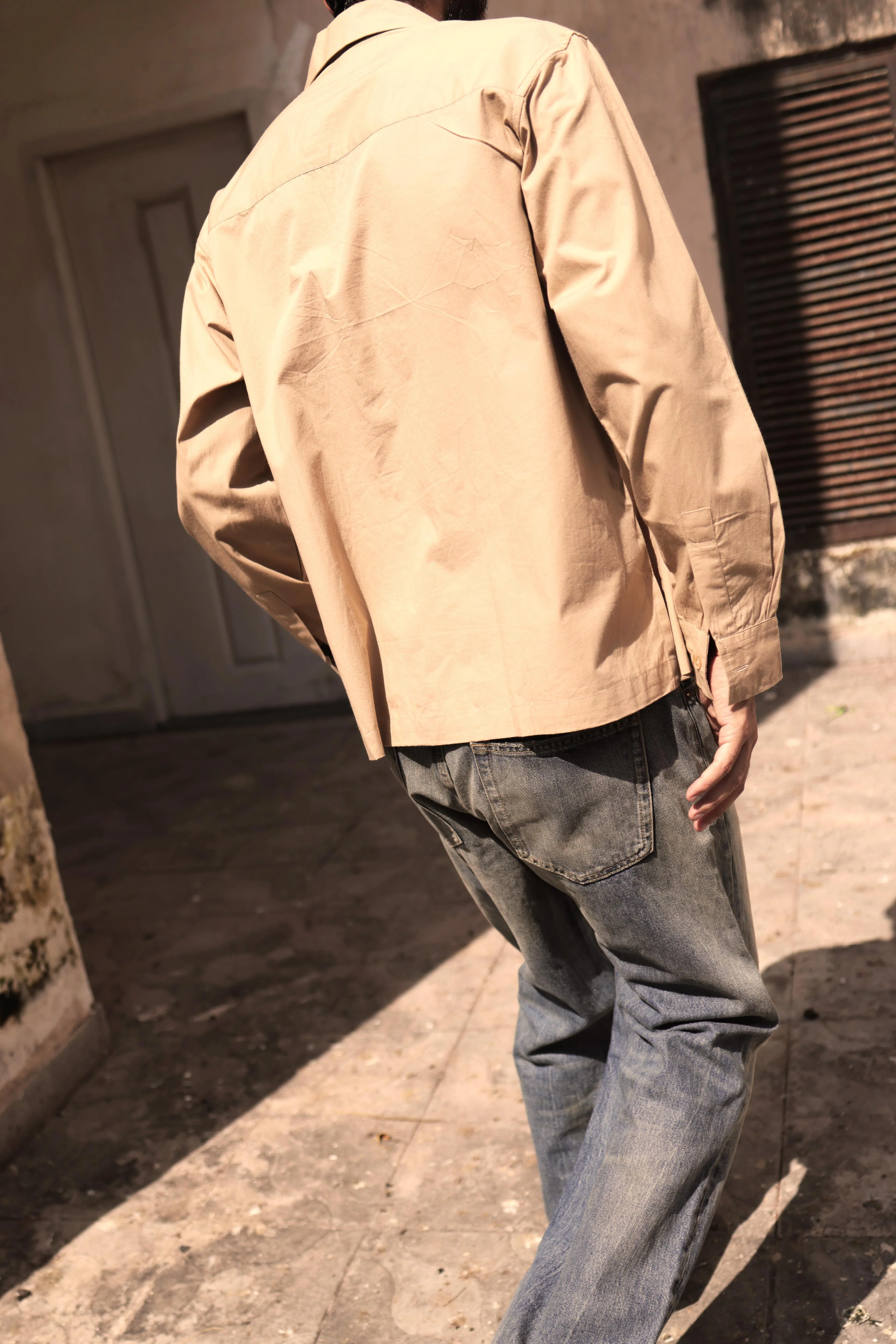 Khakhi Poplin Logo Overshirt - Image 5