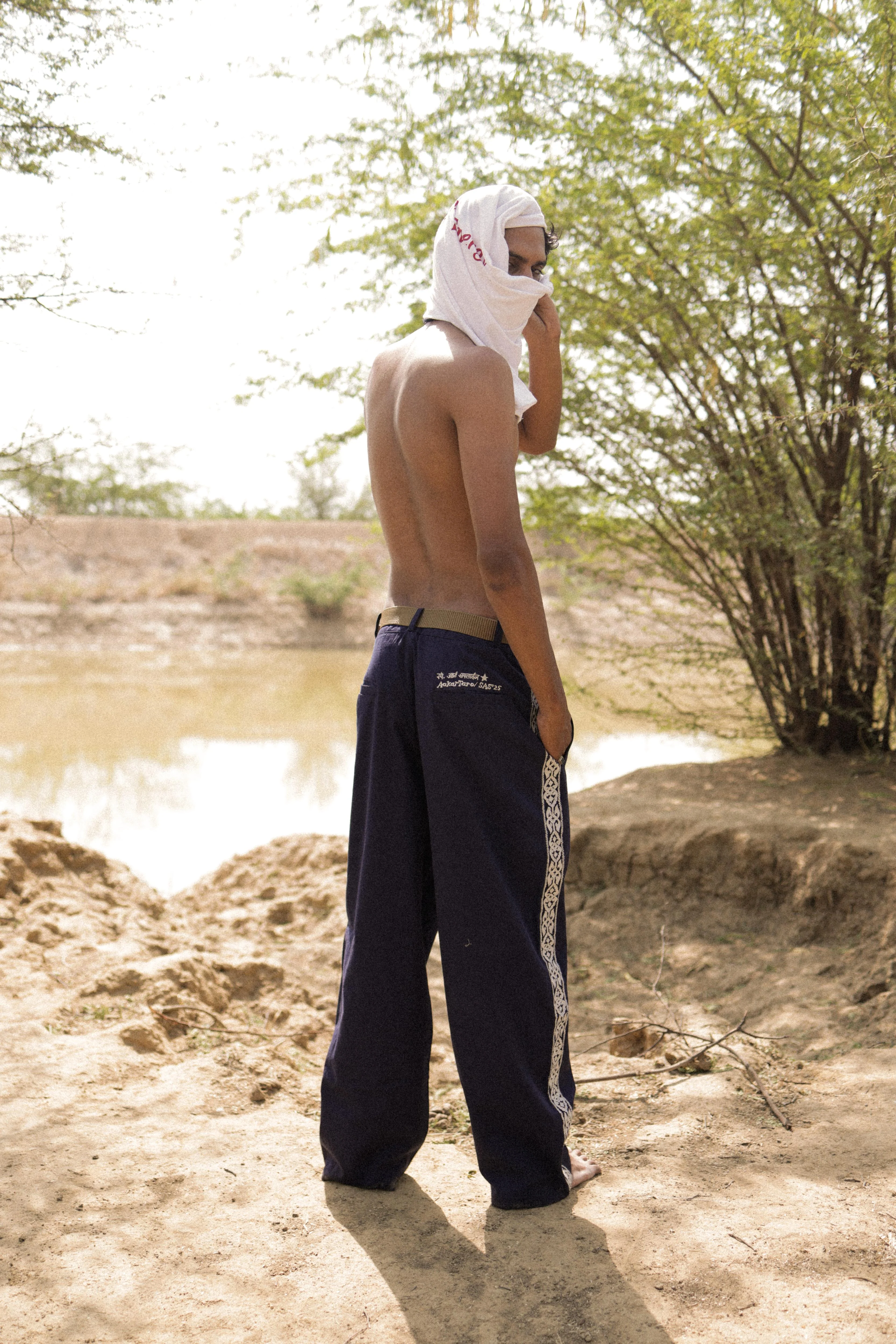 Navy Embroidered Pants - Image 5