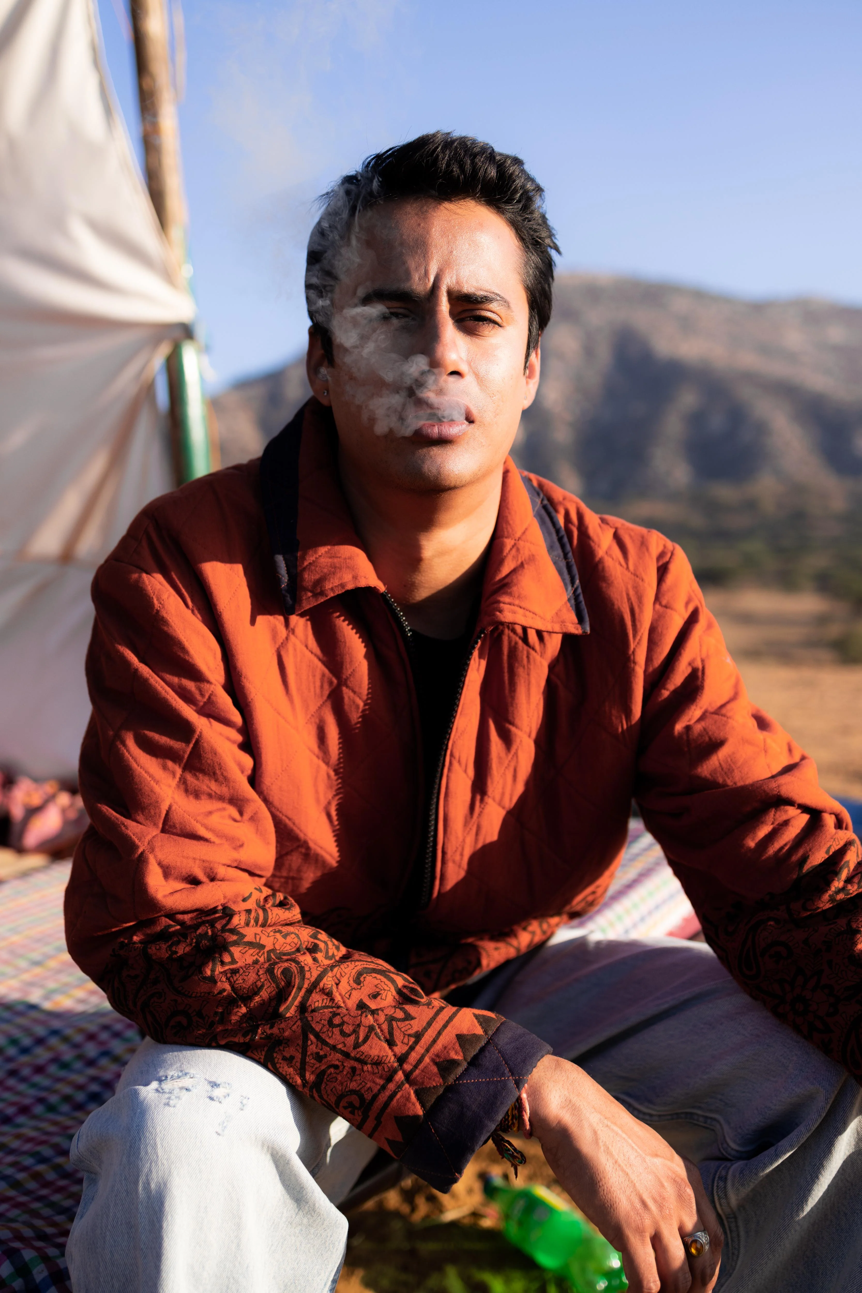 Rust Jaal Hand-Blocked Quilt Jacket - Image 4
