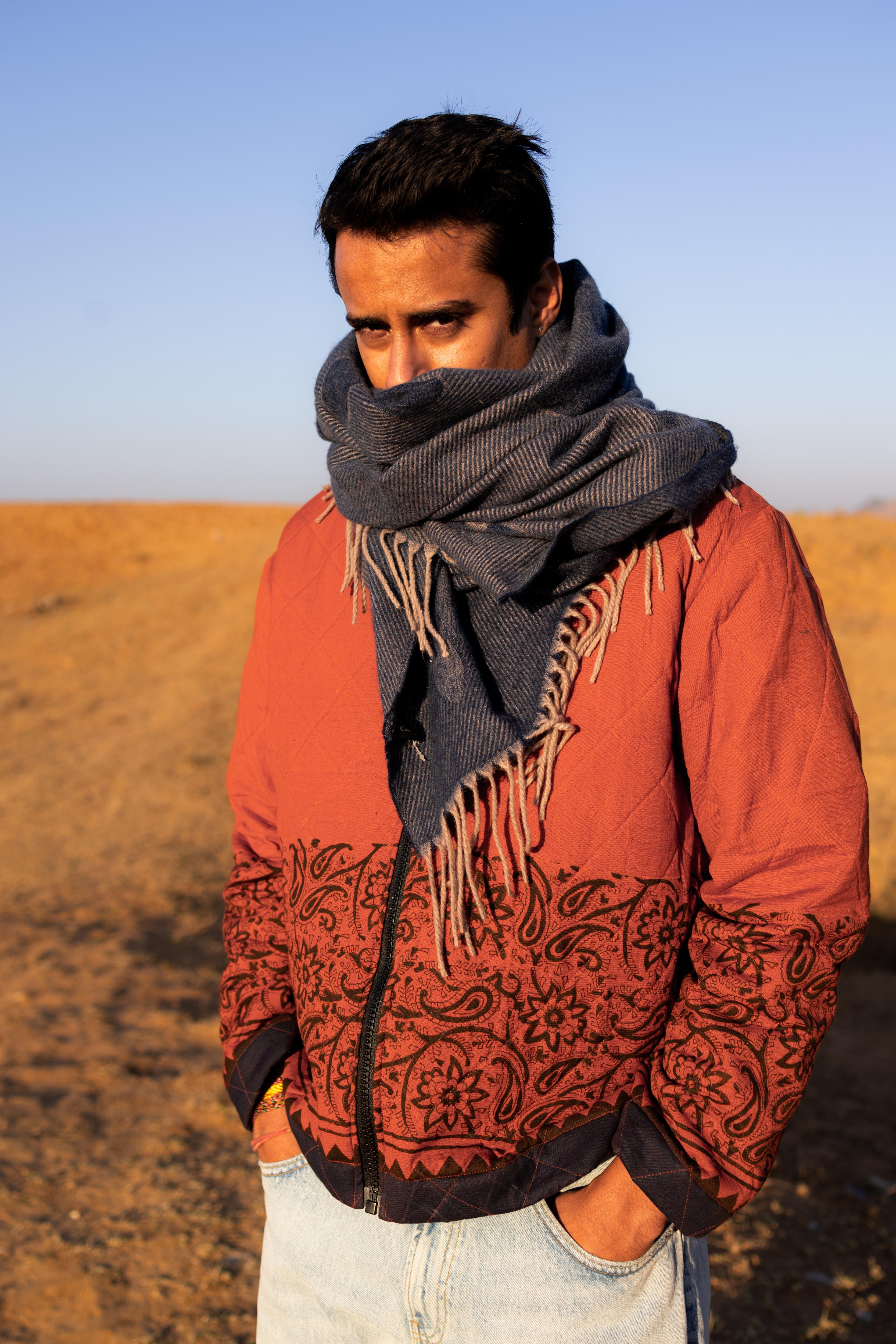 Rust Jaal Hand-Blocked Quilt Jacket - Image 5