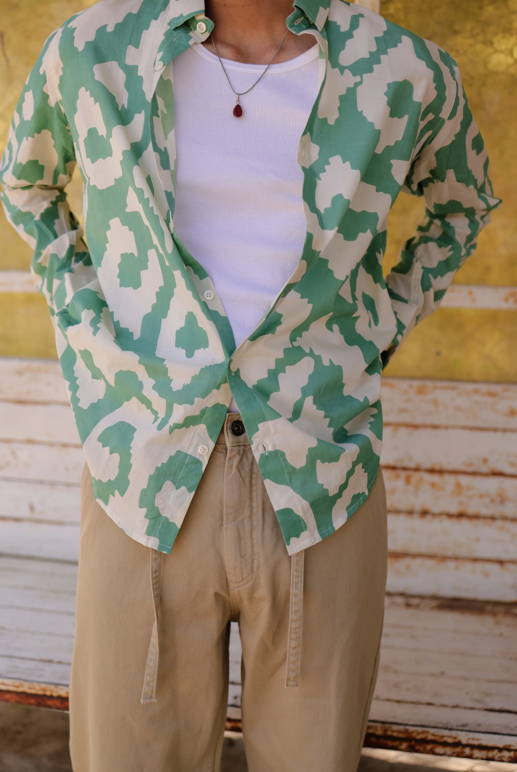 Sage Ikat Summer Shirt - Image 3