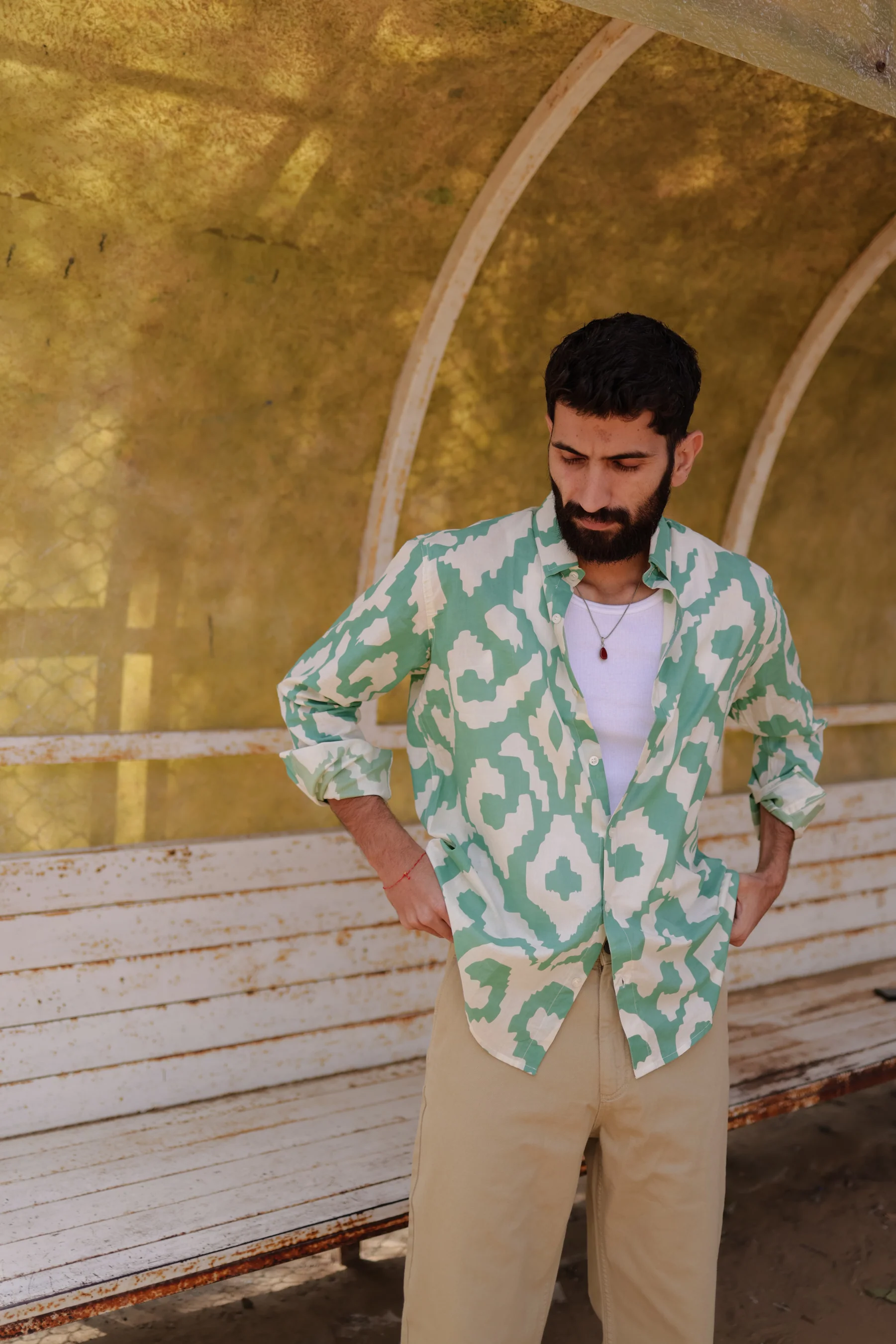 Sage Ikat Summer Shirt - Image 4