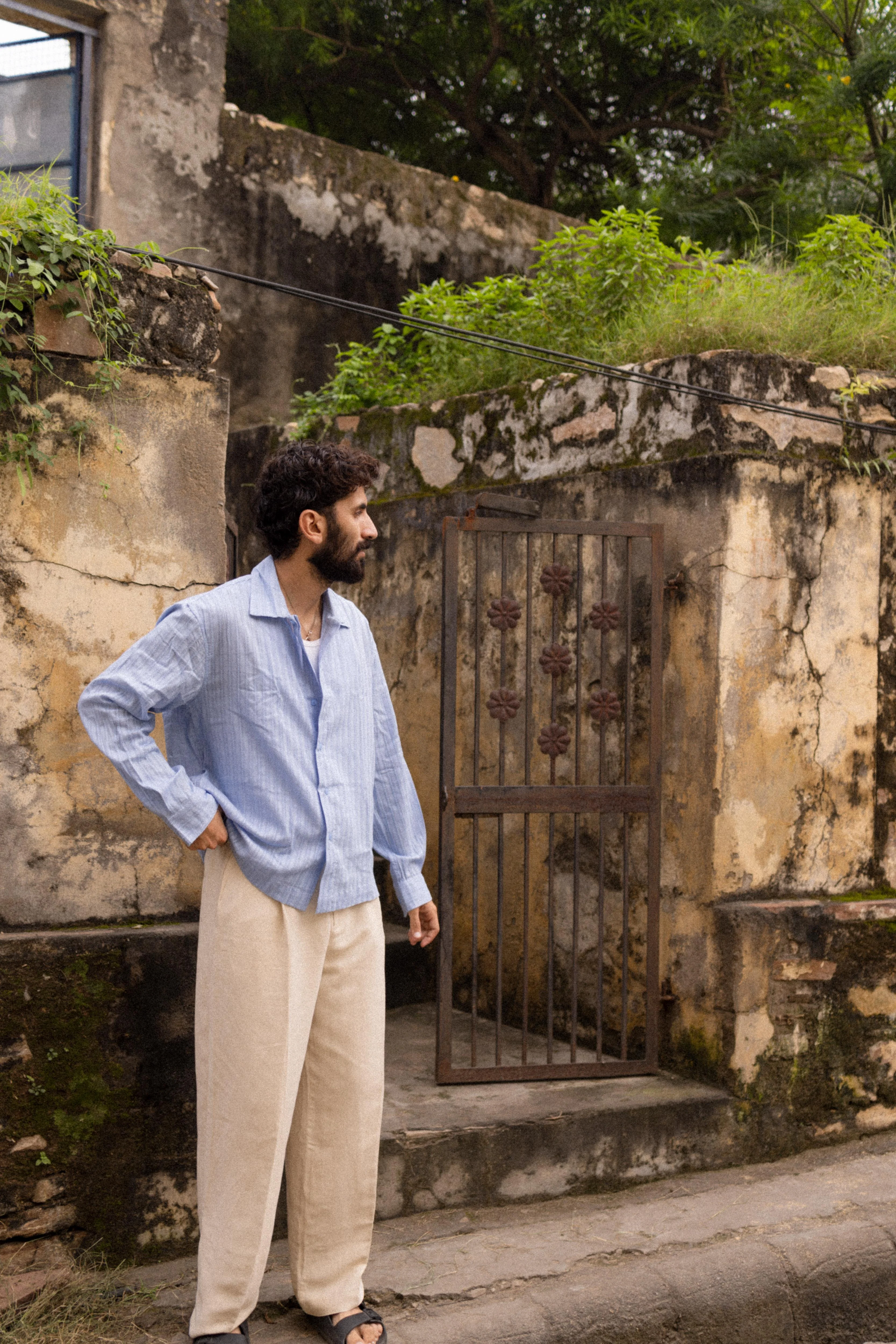 Soft Blue Dobby Resort Shirt - Image 3