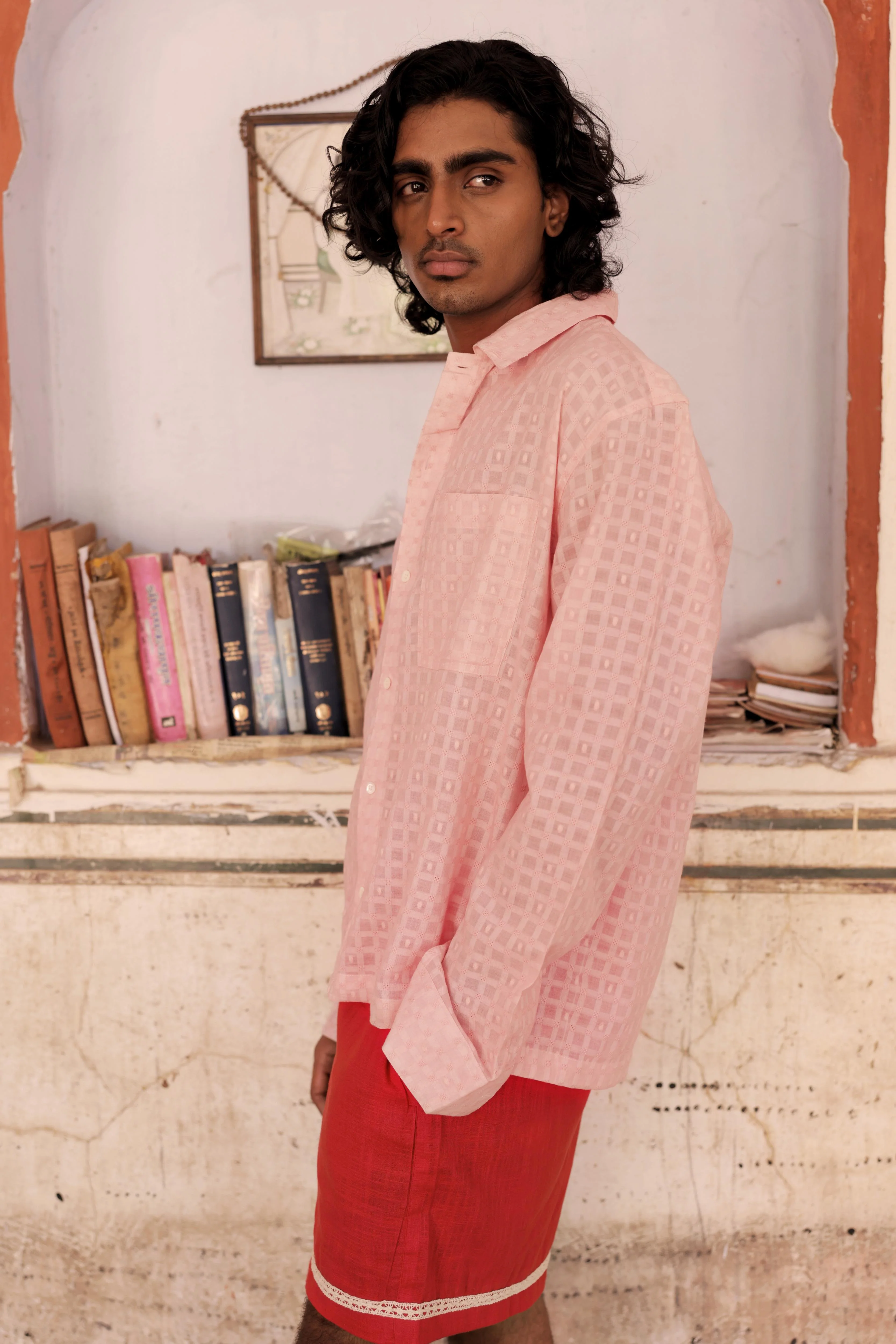 Summer Pink Dobby Shirt - Image 3