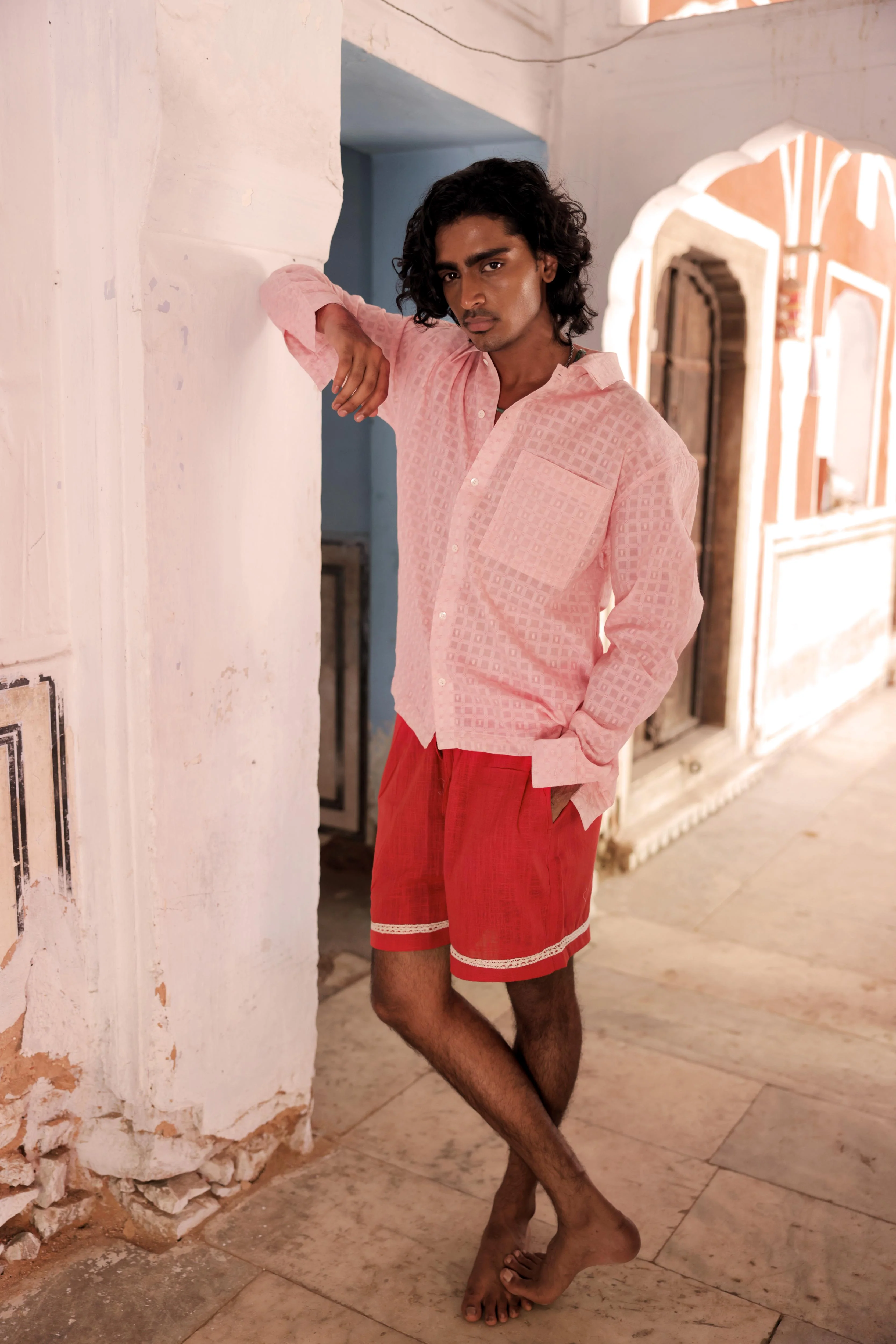 Summer Pink Dobby Shirt - Image 5